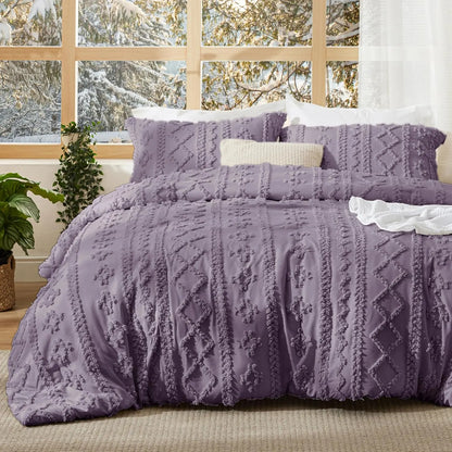 Tufted Boho Jacquard Comforter 3-Piece Set (1 Comforter + 2 Pillow Shams)