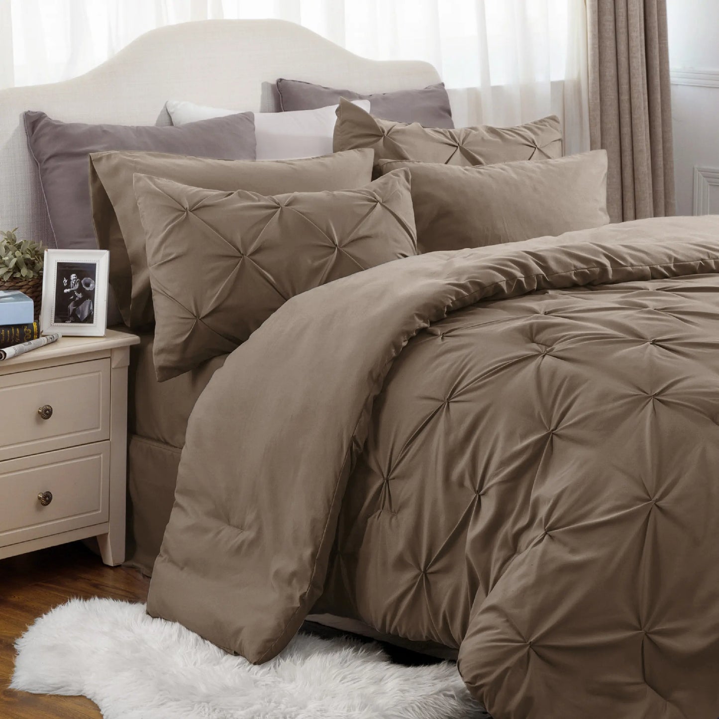 7-Piece Pintuck Luxury Comforter Set, Cloud-Like Ultra Soft All Season