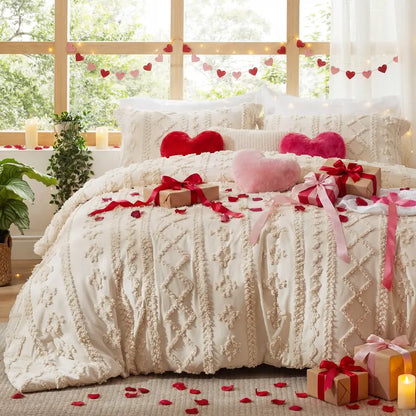 Tufted Boho Jacquard Comforter 3-Piece Set (1 Comforter + 2 Pillow Shams)