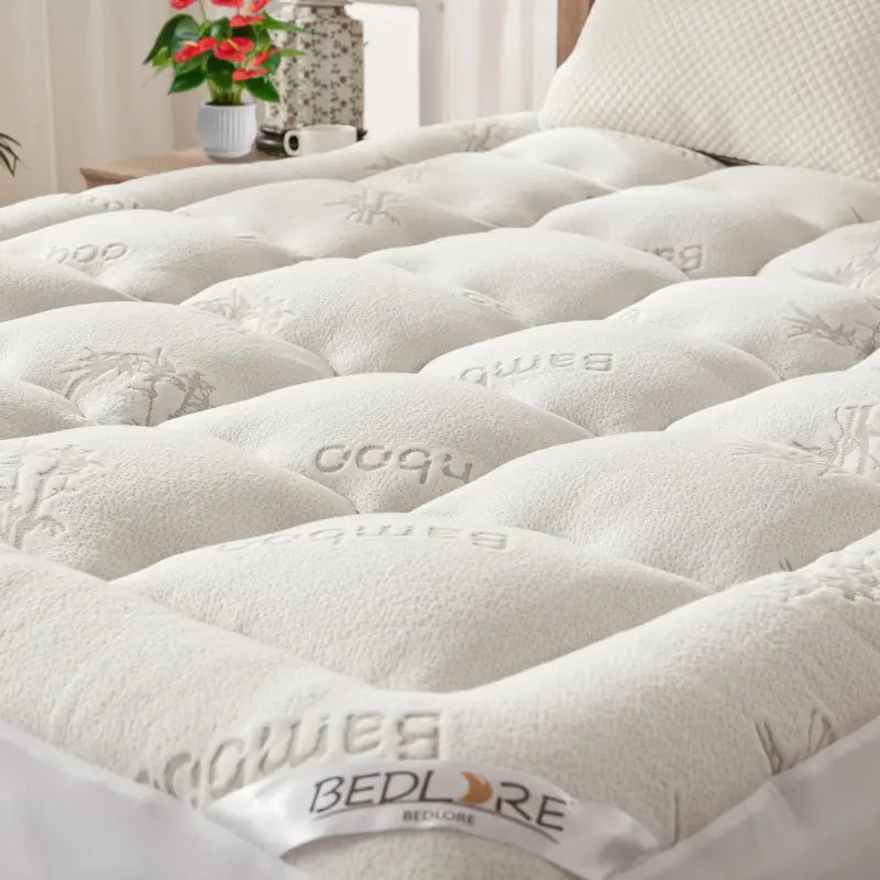 Bamboo-Fiber Cooling Thick Fitted Mattress Cover for Back Pain Relief