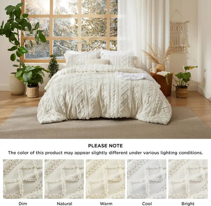 Tufted Boho Jacquard Comforter 3-Piece Set (1 Comforter + 2 Pillow Shams)